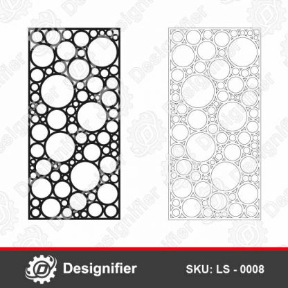 Decorative Panel Circles LS 0008 Design is a DXF file ready for cutting using Laser cutter or CNC system to make decorations with circles