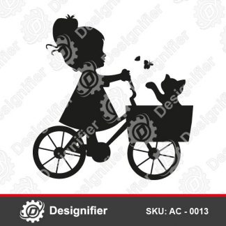 You can use Little Girl On Bicycle AC0013 to make nice Kids Room Decoration by Laser Cut or CNC Cutting