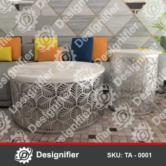 Table design leaves pattern TA0001 DXF file ready for cutting