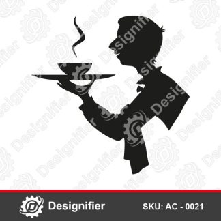 You can make nice decorations in your kitchen or dining room or even your café shop using Waiter Silhouette Design AC0021 DXF file for cutting
