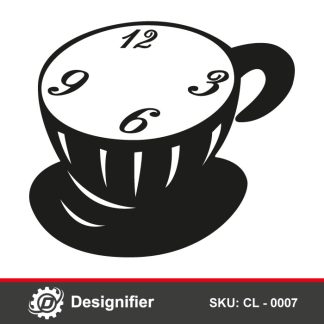 You can manufacture a creative Wall Clock by using Coffee Cup Wall Clock CL0007 with DXF format for cutting Laser or CNC