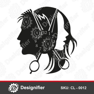 You can make your own Beauty Salon or Hairdresser Walls more stylish by Hair Salon Decor Clock CL0012 DXF Design to make awesome Wall Clock