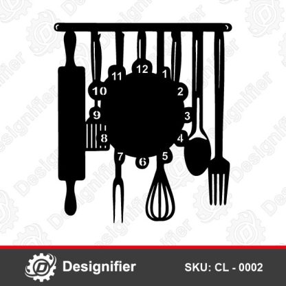 Kitchen Tools Clock CL0002 would look lovely Kitchen Decoration Clock Design if hung in your kitchen, dining room or cafe shop