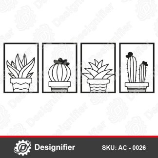 Cactus Set Wall Art AC0026 can be used to make nice gifts for your family or clients by cutting this DXF file using Laser, CNC System or Plasma Cutter