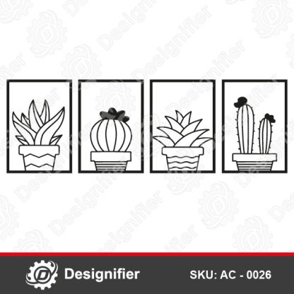 Cactus Set Wall Art AC0026 can be used to make nice gifts for your family or clients by cutting this DXF file using Laser, CNC System or Plasma Cutter