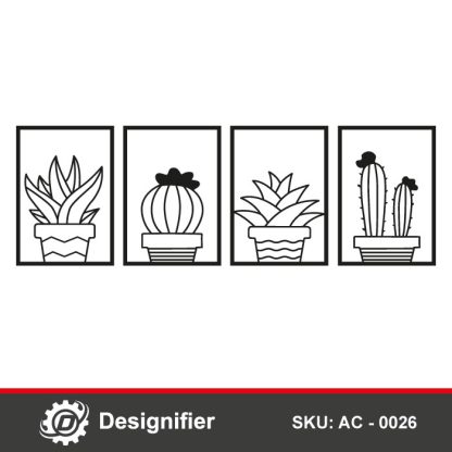 Cactus Set Wall Art AC0026 can be used to make nice gifts for your family or clients by cutting this DXF file using Laser, CNC System or Plasma Cutter