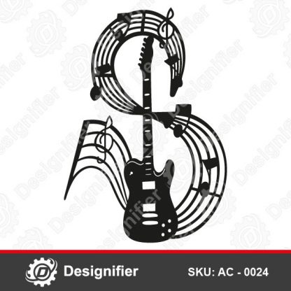 Guitar Music Wall Art AC0024 DXF Design can be used to make awesome wall decoration in all rooms from metals or wood or any other material