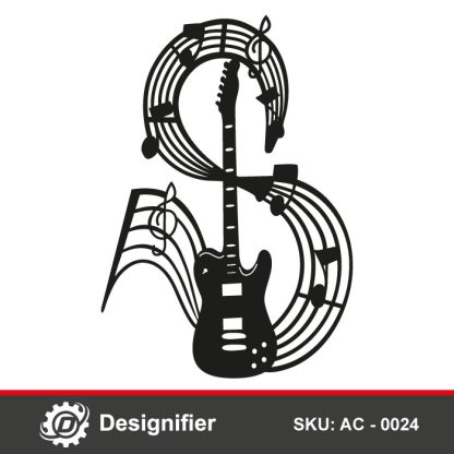 Guitar Music Wall Art AC0024 DXF Design can be used to make awesome wall decoration in all rooms from metals or wood or any other material