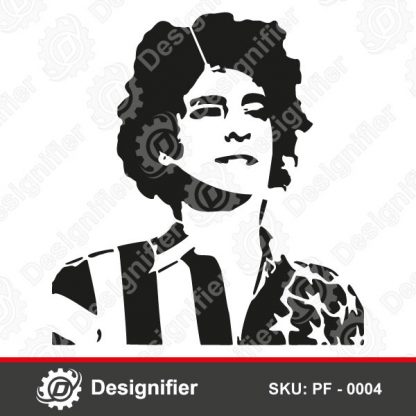 Use Abbie Hoffman Vector Face PF0004 DXF Design to create one-of-a-kind decor pieces for culture-loving and socialites
