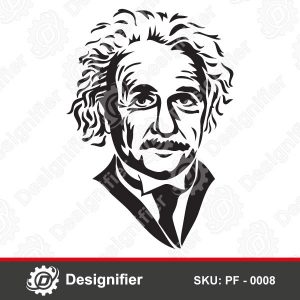 Albert Einstein Vector Face PF0008, DXF File Ready to Cut With Laser ...