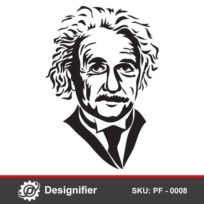 CNC,　and　Genius　Albert　Vector　Einstein　DXF　Physicist　Face　History　File　PF0008,　to　Ready　Cut　Art,　In　With　Laser　Physicist　Wall　Greatest　Designifier