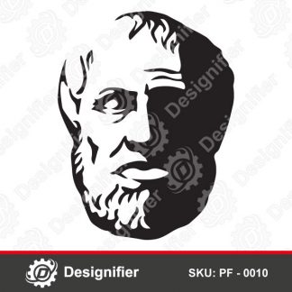 You can use Aristotle Stencil Face PF0010 DXF Design to create awesome Wall Art with Greek Philosopher