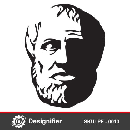 You can use Aristotle Stencil Face PF0010 DXF Design to create awesome Wall Art with Greek Philosopher