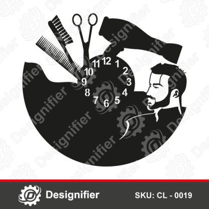 Barber Shop Wall Clock CL0019 DXF Design to make very nice wall decorations for barbershops, hairdressers, and beauty salons and also add a special aesthetic touch