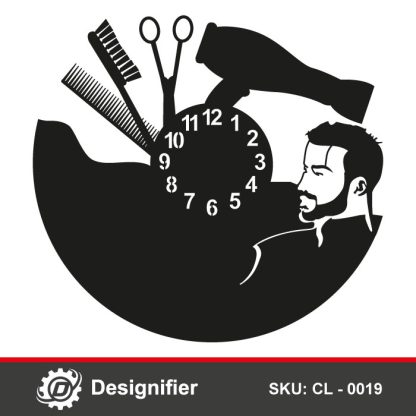 Barber Shop Wall Clock CL0019 DXF Design to make very nice wall decorations for barbershops, hairdressers, and beauty salons and also add a special aesthetic touch