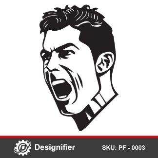 You can use Cristiano Ronaldo Vector Face PF0003 DXF Design to make awesome gifts for for fans of football and the Spanish League