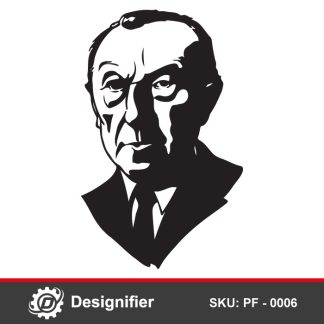 Use Konrad Adenauer Face DXF PF0006 Design to create the best cut or engraved canvases for political lovers