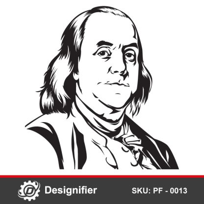 Use Benjamin Franklin Silhouette PF0013 design for cutting or engraving materials to all fans of historical figures