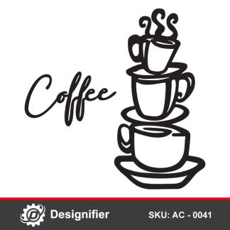 Coffee Bar Sign Pieces DXF AC 0041 is a digital file that can be used to create distinctive decorative pieces in the coffee corner of your home or in your kitchen decor