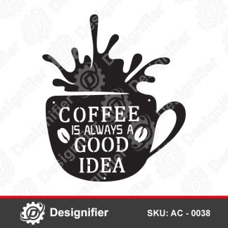 Coffee Cup Wall Decor AC 0038 digital file is used to create distinctive decorative pieces in the coffee corner of your home or in your kitchen decor