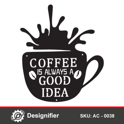 Coffee Cup Wall Decor AC 0038 digital file is used to create distinctive decorative pieces in the coffee corner of your home or in your kitchen decor