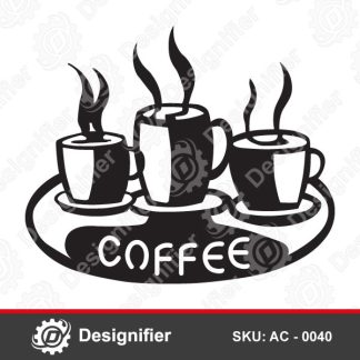 Coffee Plate Wall Art DXF AC 0040 can also be used to make the best gifts for coffee lovers to create distinctive decorative pieces in the coffee corner