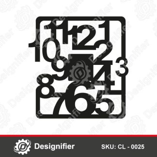 You can create an innovative and unique wall clock by using the digital design Asymmetric Analog Wall Clock DXF CL 0025