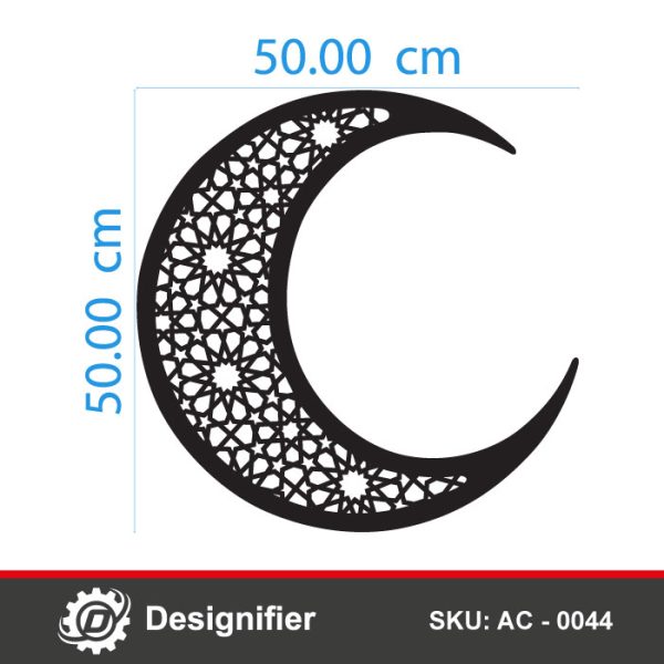 Islamic pattern crescent moon DXF AC 0044 part 1 dimensions