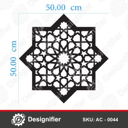 Islamic pattern crescent moon DXF part 2 with combined squares