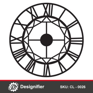 You can create exceptional wall Clocks by using the Connected Lines Roman Clock DXF CL0026 digital design