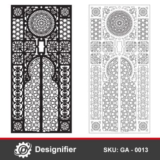 Make a wonderful and luxurious gate for palaces, villas, or houses by using Complex Oriental Gate DXF GA0013 vector design