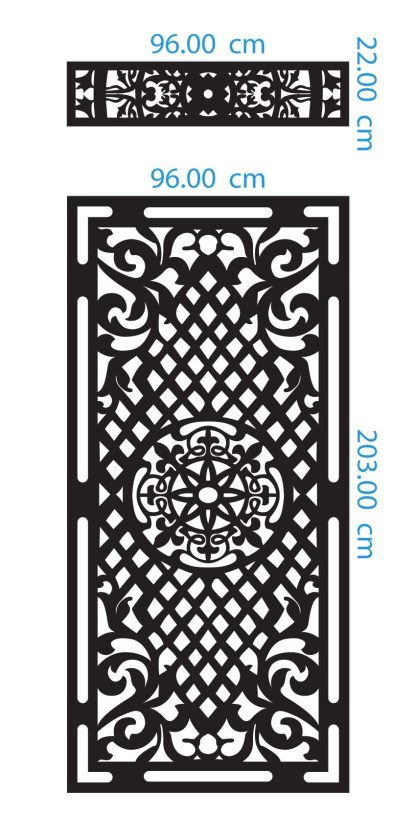 Diagonal Grid Ornament Door DXF GA0015 Dimensions