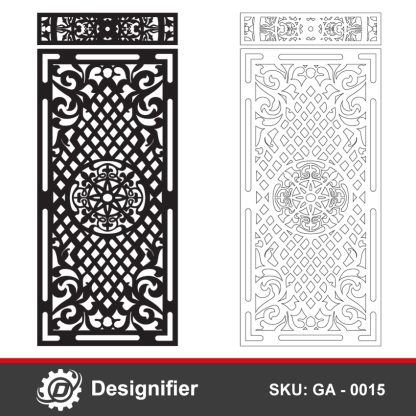 You can make a simple and luxurious door for villas, or tiny houses by using Diagonal Grid Ornament Door DXF GA0015 vector design