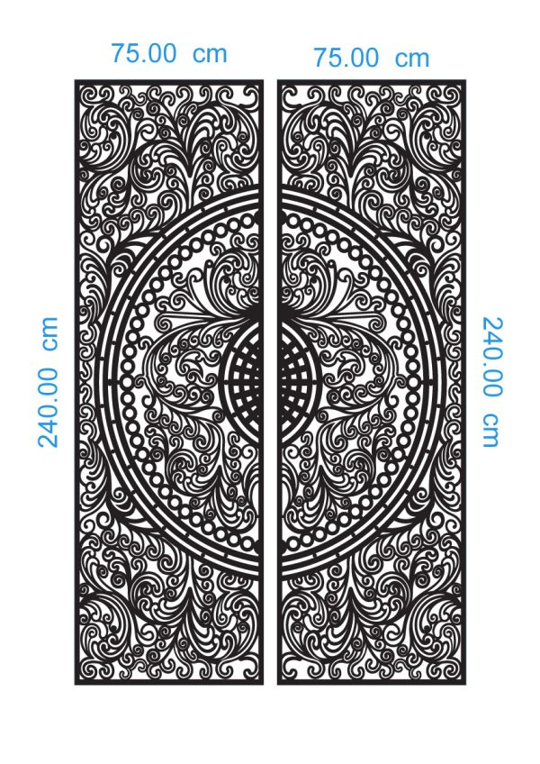Dual Scroll Gate DXF GA0012, CDR SVG File Ready For Laser Cut And Plasma Cutting Gate, Modern Ornament Door Design - Image 2