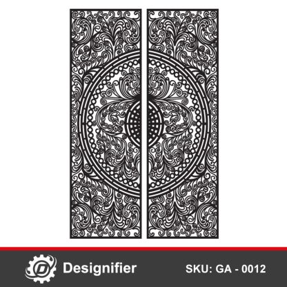 Dual Scroll Gate DXF GA0012 digital vector design enables  you to make wonderful and stylish doors, and windows for houses and small villas