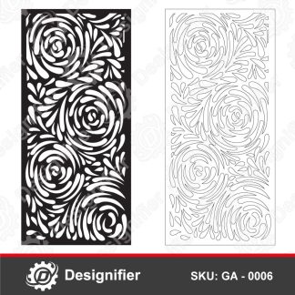 Leaf Flow Door DXF GA0006, CDR SVG File Ready For Laser Cut And Plasma Cutting Gate, Leaf Flow Pattern Design