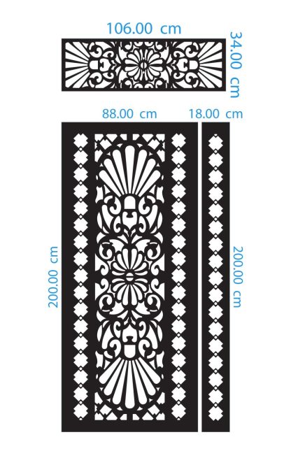 Simple Ornament Single Door DXF GA0014 Dimensions