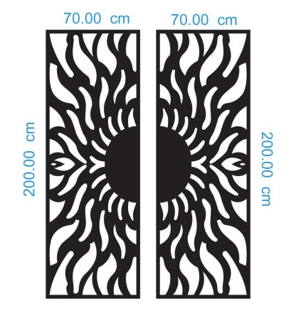 Sun Fire Gate Design DXF GA0005 Dimensions