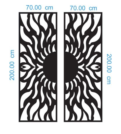 Sun Fire Gate Design DXF GA0005 Dimensions