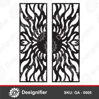 Use Sun Fire Gate Design DXF GA0005 to make a wonderful and stylish gate for houses and small villas