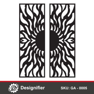 Use Sun Fire Gate Design DXF GA0005 to make a wonderful and stylish gate for houses and small villas