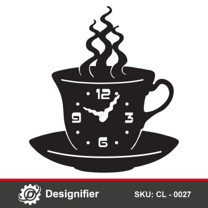 You can make an awesome Wall Clock using Hot Coffee Clock DXF CL0027 Vector design for kitchen, café, or restaurant decoration