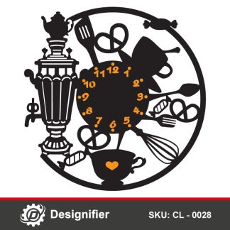 Kitchen Tools Wall Clock DXF CL0028 vector design can make nice clocks in the kitchen, café, or restaurant