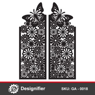 You can make modern and stylish doors and gates by using Butterfly Flowers Gate DXF GA0018 vector design
