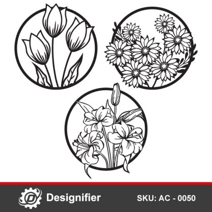 You can make excellent decorations by using Circle Flower Set DXF AC0050 vector design for Laser cut or CNC