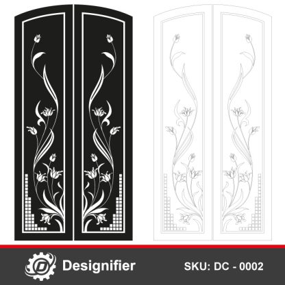 You can create awesome home decorations in windows, doors, wall panels, and furniture pieces by using Curved Floral Ornament DXF DC0002 vector file