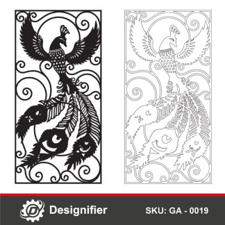 You can make stylish doors or decorative panel using Flying Peacock Door DXF GA0019 vector design