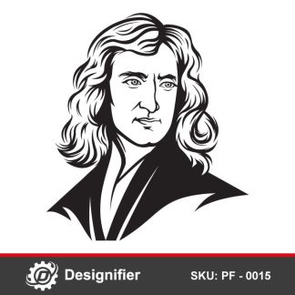 You can use Isaac Newton Vector Face PF0015 Vector file to make great wall art in the home, office, or scientific lab for science and physics lovers