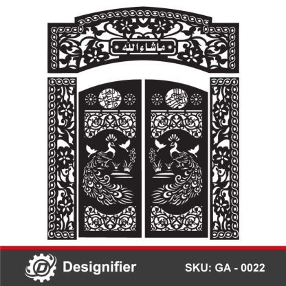 You can create  wonderful and luxurious Door for villas, or houses by using Peacock Ornament Floral Gate DXF GA0022 vector design