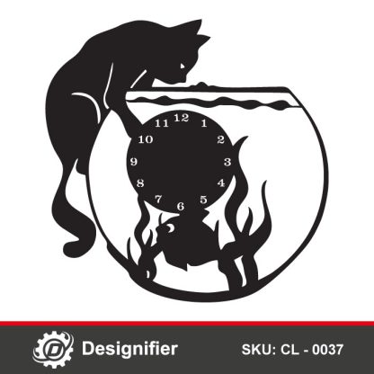 You can make an awesome wall clock by using the Aquarium Cat Wall Clock DXF CL0037 vector design by Laser or CNC cutting